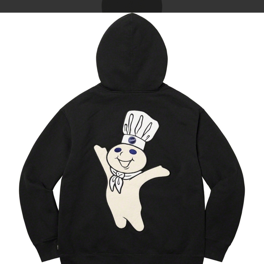 Supreme Black Zip Up Sweater with Cream Graphic